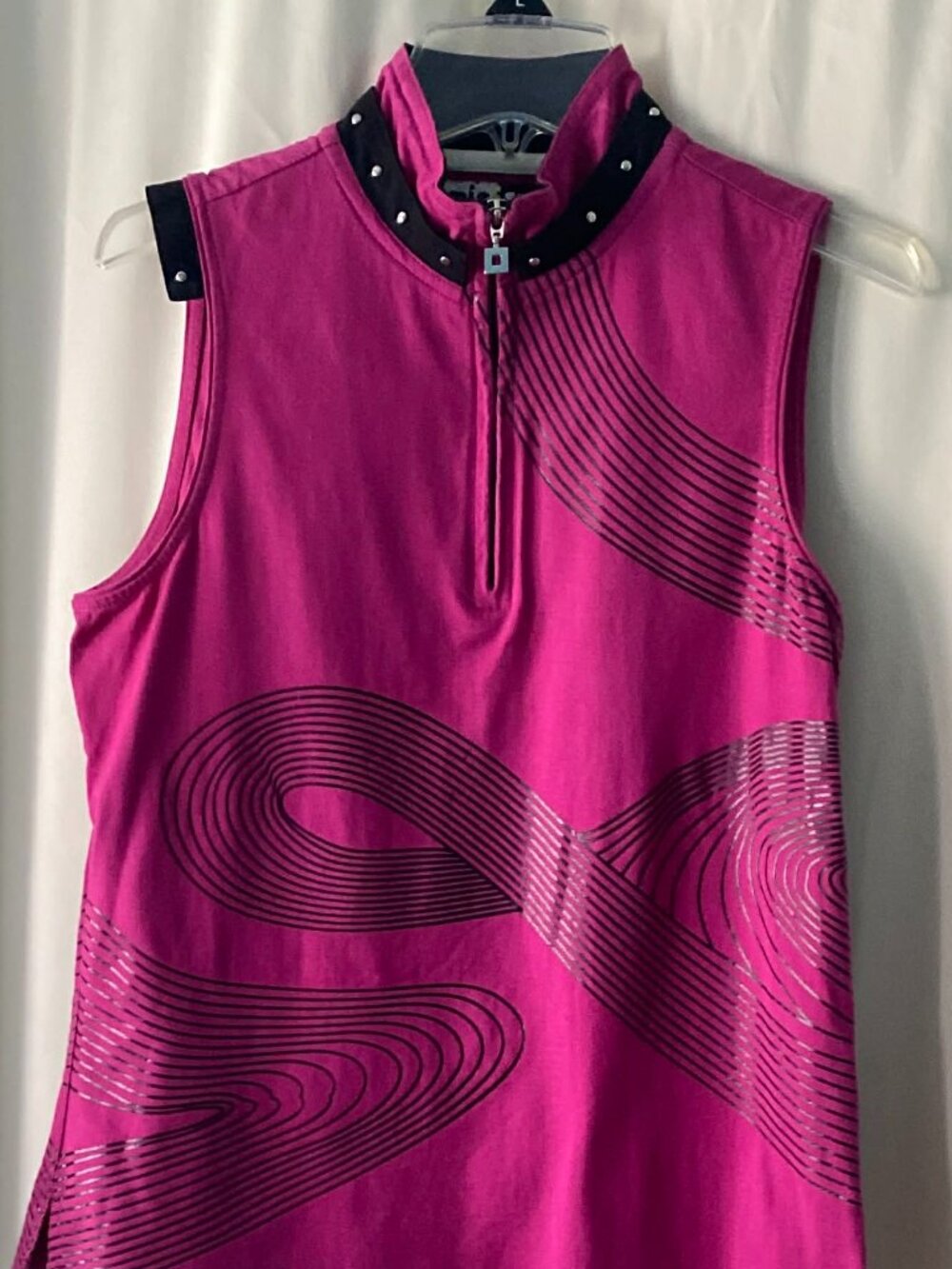 Jamie Sadock Sleeveless Golf Top Women’s Small Dk Pink Zip Mock Neck Stretch